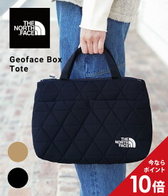 【P10倍】THE NORTH FACE / ザ ノース フェイス : Geoface Box Tote / 全2色 : ジオフェイス ボックス トート バッグ ハンドバッグ 通勤 通学 ブラック ベージュ キルティング 自立 普段使い 人気 レディース ロゴ ギフト プレゼント シンプル : NM32355【DEA】