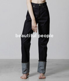 beautiful people / ビューティフルピープル : 【レディース】selvage denim 5pocket woman fits : セルヴィッジ デニム 5ポケット ウーマン フィット ストレート デニムパンツ ジーンズ パンツ 股上深め ジャストウエスト ロゴ レディース : 1000105086 【ANN】