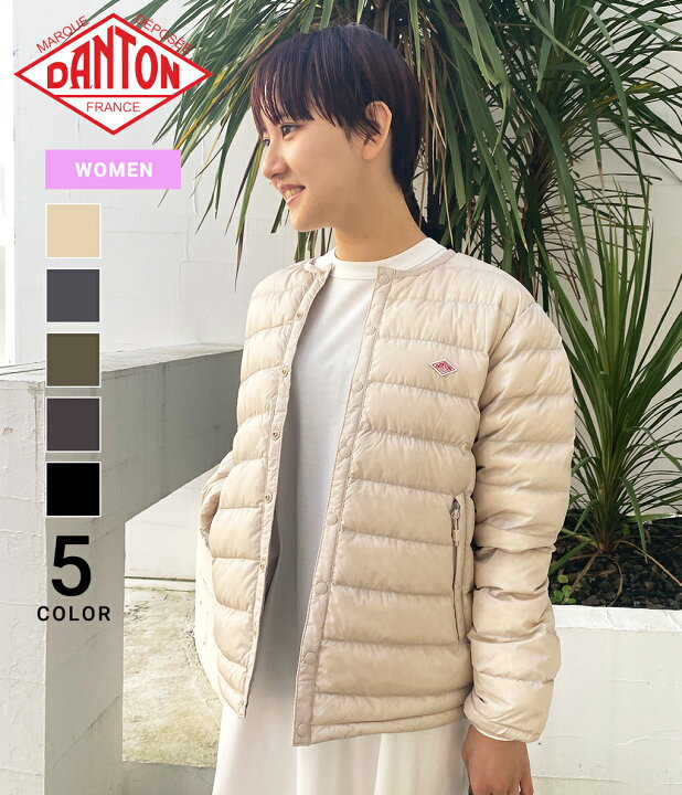 楽天市場】【送料無料】DANTON / ダントン : 【レディース】CREW NECK INNER DOWN JACKET / 全5色 : クルーネック  インナーダウン ジャケット ナイロン ライトアウター ウーマン スナップボタン 刺繍ロゴ ミディアム丈 タウンユース デイリーユース 軽量 :  DT-A0001【DEA ...