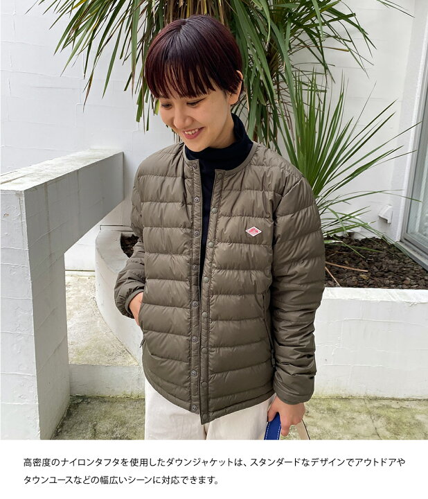 楽天市場 送料無料 Danton ダントン レディース Crew Neck Inner Down Jacket 全5色 クルーネック インナーダウン ジャケット ナイロン ライトアウター ウーマン スナップボタン 刺繍ロゴ ミディアム丈 タウンユース デイリーユース 軽量 Dt A0001 Dea