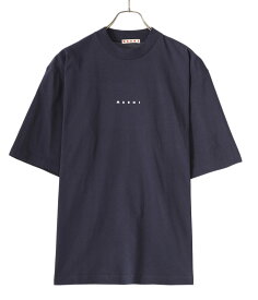 MARNI / マルニ : LOGO T-SHIRT / 全2色 : ロゴ Tシャツ ティーシャツ 半袖 ショートスリーブカットソー トップス ロゴプリント ミニマル クルーネック ブルーオーガニックコットン ボクシーフィット 五分袖丈 : HUMU0223P1【RIP】