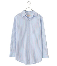 【送料無料】MARNI / マルニ : 【レディース】SHIRT : シャツ 長袖 マルニ MARNI 23SS 春夏 アイリスブルー ストライプシャツ 刺しゅう オーガニックポプリン Aライン : CAMA0312S0【ANN】