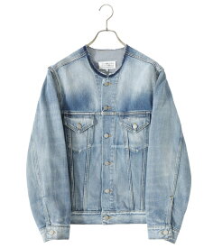 Maison Margiela / メゾン マルジェラ : SPORTSJACKET : ノーカラーデニムジャケット デニムジャケット アウター メンズ コットン イタリア製 ウォッシュ ブルー ヴィンテージ加工 ウォッシュドデニム クラシカル : SI1AM0006-S30561【RIP】