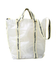 beautiful people / ビューティフルピープル : sail cloth logo tape shoulder bag / 全2色 : セイル クロス ロゴテープ バッグ ポリエステル 撥水性 トートバッグ ショルダーバッグ ブラック ホワイト 日本製 カジュアル : 1835611935 【ANN】