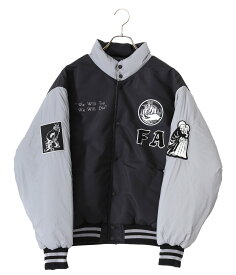 FUCKING AWESOME / ファッキンオーサム : Reflective Varsity Puffer : リフレクティブ バーシティ パファー スタジャン ジャケット アウター 中綿 スタジアムジャンパー リバーシブル ワッペン エナメルコーティングスナップ : FA-RVP【NOA】