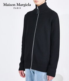 【送料無料】Maison Margiela / メゾン マルジェラ : Drivers Knit : ドライバーズニット トップス ニット セーター ローゲージ リブ ジップアップ ハイネック ウール コットン タイトシルエット W-ZIP イタリア ブラック 黒 メンズ : SI1HA0013-S17781【RIP】