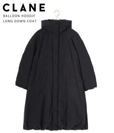 【送料無料】CLANE / クラネ : 【レディース】BALLOON HOODIE LONG DOWN COAT : バルーン フーディー ロング ダウン コート アウター コート ボリューム ダブルジップ 襟長め 保温性 ポケット ブラック シンプル カジュアル 秋冬 : 15101-0092【DEA】