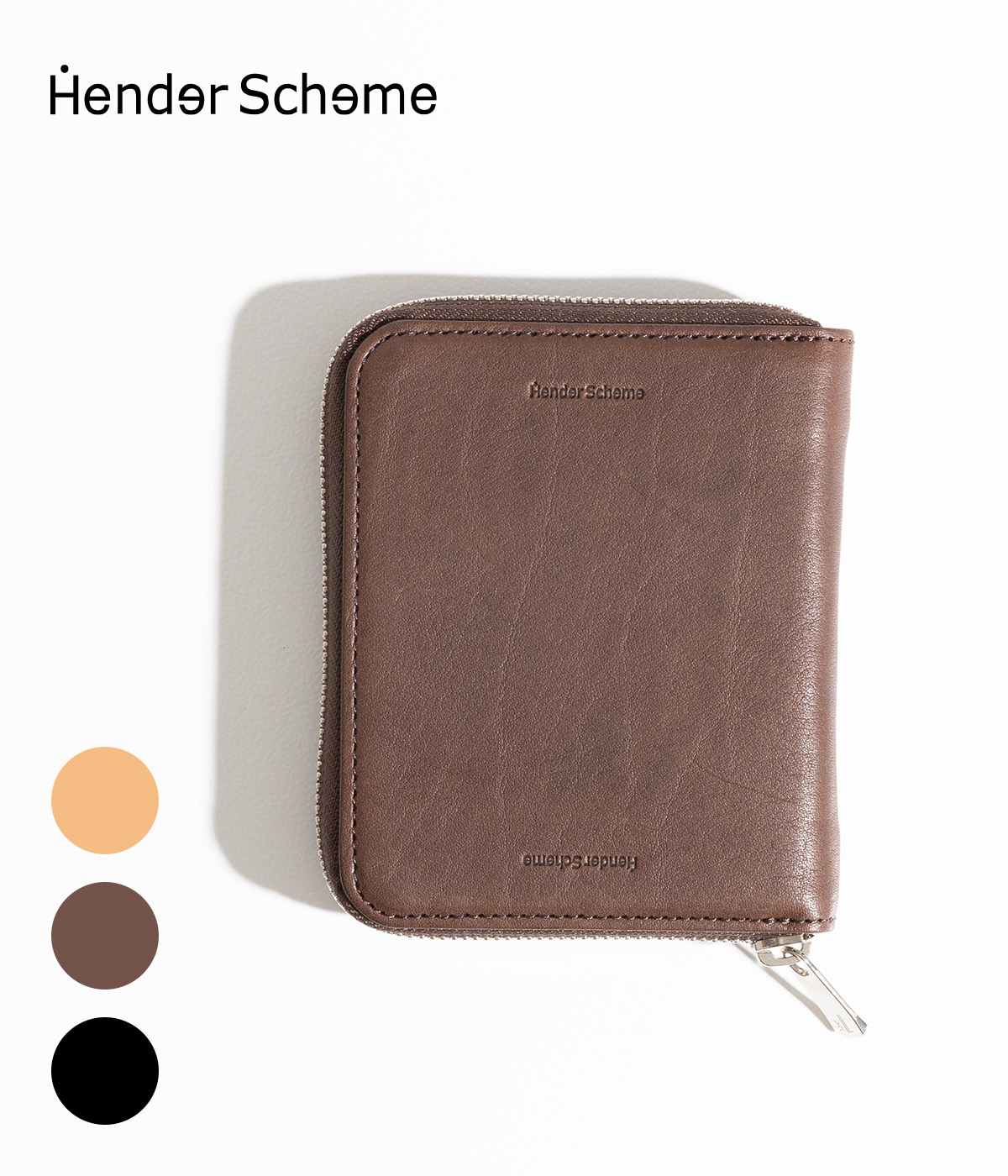 【送料無料】Hender Scheme / エンダースキーマ : square zip purse / 全3色 : スクエア ジップ パース 財布  ZIP ウォレット エクセラ カウ レザー コンパクト メンズ レディース ユニセックス ブラック ブラウン 二つ折り : 