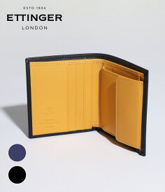 【送料無料】ETTINGER / エッティンガー : Mini Wallet +Coin Pocket Bridle : 財布 ミニウォレット レザー ウォレット 二つ折り ブライドルレザー 札入れ コインケース カードポケット フラットポケット ブラック ネイビー イギリス製 : BH975A 【MUS】