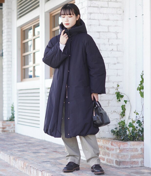 BALLOON HOODIE LONG DOWN COAT(1 BLACK): CLANE: WOMENS｜ STUDIOUS  