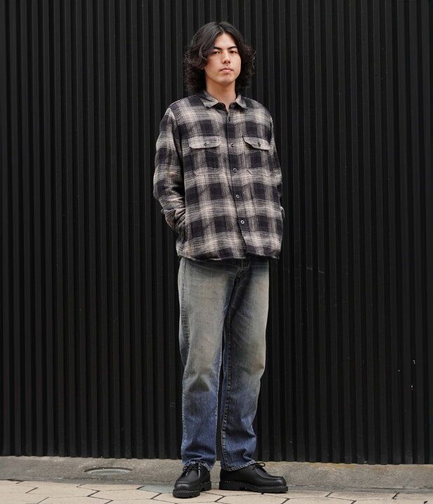 楽天市場】MINEDENIM : Distortion Ombre Check Flannel Over SH / 全2 