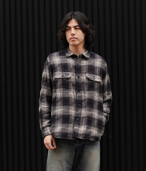 楽天市場】MINEDENIM : Distortion Ombre Check Flannel Over SH / 全2 