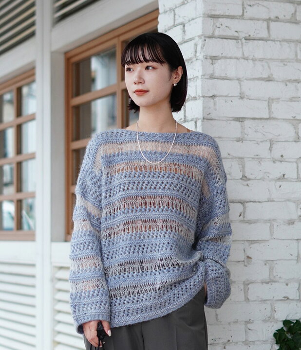 楽天市場】CLANE : [レディース]SHEER BORDER MOHAIR KNIT : 17106  