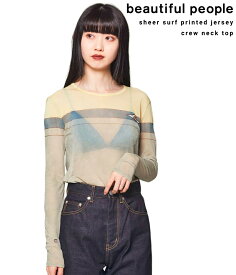 beautiful people / ビューティフルピープル : 【レディース】sheer surf printed jersey crew neck top : 24SS ビューティフルピープル 宇都宮 正規品 クルーネック トップス シアー シフォン シースルー インナー レイヤード : 1425310024【ANN】