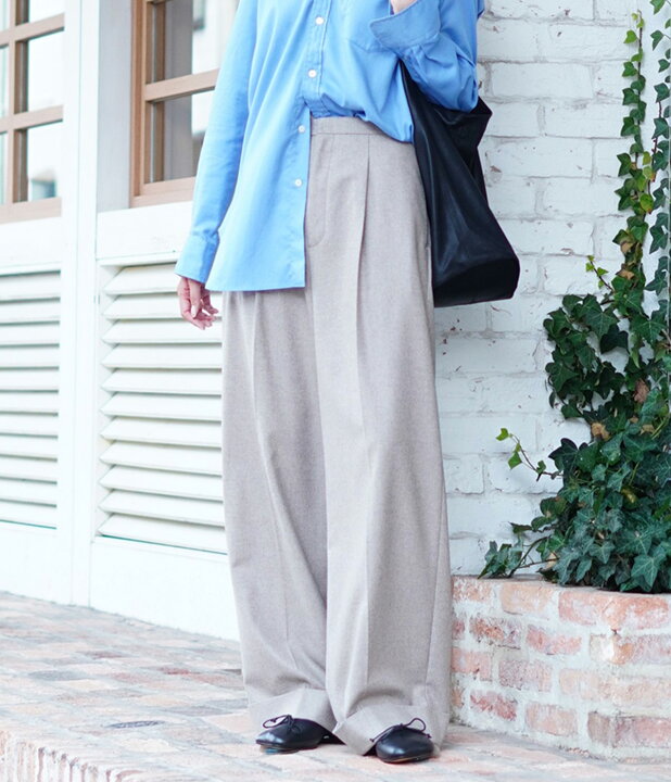 楽天市場】ATON : [レディース]MERINO COLLEGE FLANNEL WIDE STRAIGHT  