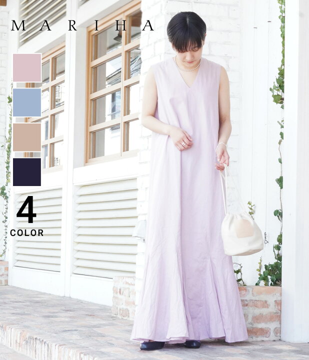 楽天市場 送料無料 Mariha マリハ レディース 夏の月影のドレス 全4色 ドレス ワンピース ノースリーブ Vネック フレア ヘム マキシ丈 ノースリーブ フェミニン 大人カジュアル レディライク デイリー デート バカンス 春夏 Dea
