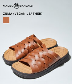 MALIBU SANDALS / マリブサンダルズ : ZUMA (VEGAN LEATHER) : ズーマ ビーガン レザー スライドタイプ サンダル スリッポン ワラチ ウィスキー ダークブラウン カリフォルニア ヴィーガン 快適 フィット感 歩きやすい 定番 : MS02-0012【STD】