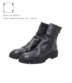 GUIDI / グイディ : BACK ZIP BOOTS SOLE RUBBER HORSE FULL GRAIN : バックジップブーツ レザーシューズ ブーツ ソールラバー ホースフルグレイン 2重ステッチ エクセラ ホースレザー タンクソール アンクル丈 メンズ ブラック : 796VN-HORSE【BJB】