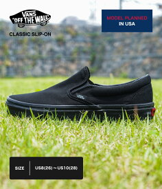 VANS CLASSICS / バンズ クラシックス : CLASSIC SLIP-ON (スリップオン) USA企画モデル : クラシック スリッポン スニーカー シューズ ブラック メンズ アメリカ企画 USA企画 定番 シンプル カジュアル : VN000EYEBKA【REA】