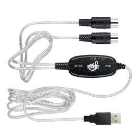 USBから外付けMIDIケーブル、電子ピアノ用USB変換ケーブル、電子ドラム接続ケーブル、電子キーボード用音楽編集ケーブル、録音機器、楽器配線用ケーブル（ブラック）
