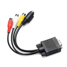 S端子付きVGA→AVロータスケーブル 　サブVGA+S端子ケーブル 　RCA SVGA パソコン→テレビ接続 レコーダー セットトップボックス　 ビデオケーブル VGA→S端子変換ケーブル
