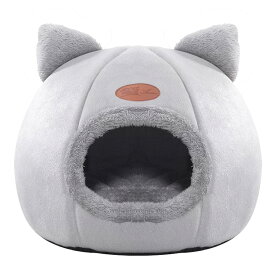 猫ベッド 猫ハウス ペット用寝袋 キャットハウス ドーム型 暖かい ふわふわ 折りたたみ式寝マット 犬猫兼用 室内用 寒さ対策 保温防寒 猫犬小動物用 室内用厚み 暖かい 冬寒さ対策 ペット用品 (M)