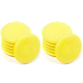 車のワックス塗り用スポンジ、車用コーティングスポンジブロック、ワックス塗布器、超密度円形洗車スポンジ、吸水清掃用具、ワックス用綿、12個セット（イエロー）