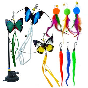 猫おもちゃ一人遊び ねこ じゃらし 遊び道具 吸盤付き 鈴付き 猫玩具 自動回弾可能 運動不足解消 ストレス解消 子猫 猫遊び用品 屋内 ペット用品 10点セット