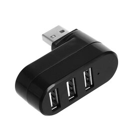 USBハブ USB2.0コンボハブ バスパワー 3ポート 直挿し 3in1 高速転送 拡張 180度回転可能 軽量 コンピューターアクセサリー PCアクセサリー（ブラック）