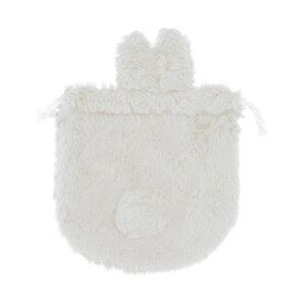 ウサギメイクポーチ 収納袋 コード付き口 可愛い メイクツール収納バッグ 毛皮のおもちゃ 化粧ポーチ（ホワイト）