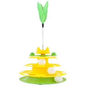 猫スピンおもちゃ 宇宙タワーキャットスピン 4層回転フェザーおもちゃ 4層キャットタワー ペット用品 (グリーン)