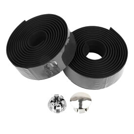 【2個入り】ロードバイク バーテープ 自転車ハンドルバーテープ 滑り止め 吸汗 衝撃吸収 通気性 洗える 弾力素材 210*3cm 加長タイプ シルバーエンドキャップ付