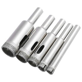 【5 個入り】ダイヤモンドホールソー ホールソーセット 電着ダイヤモンド ガラスドリル ビット 6〜14mm 磁器タイル 瓷砖 大理石 ガラス 陶磁器対応 穴あけ工具 U型スロット 大排屑 高耐久