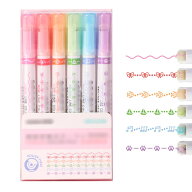 【6本入り】蛍光ペンセット かわいい文房具 面白い文房具 マーカーペン ラインマーカー 蛍光ペン 曲線ペ…