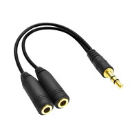 イヤホンジャック イヤホン 分岐 二股 3.5mm分配ケーブル 3.5mm オーディオ分配ケーブル 1対2 変換アダプ…