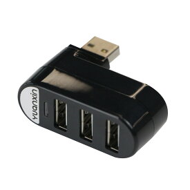 USBハブ USB2.0コンボハブ バスパワー 3ポート 直挿し 3in1 高速転送 拡張 180度回転可能 軽量 コンピューターアクセサリー PCアクセサリー（ブラック）