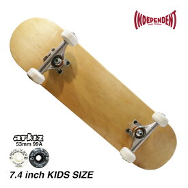 【スケボー/スケートボード/完成品】【送料無料】INDEPENDENT × ARKTZ WHEEL KIDSキッズコンプリートセットBLANK DECK 7.4"インチ Naturalarktzレンチ&スケートバッグ付き初心者 はじめて 子供用コンプリート