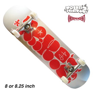 �y�X�P�{�[/�X�P�[�g�{�[�h/�����i�z�y���������zARKTZ × INDEPENDENT �R���v���[�g�Z�b�gTHROW UP LOGO / 8 / 8.25�C���` / REDARKTZ WHEEL 53mm / WHITE���S�҂ɃI�X�X��