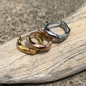 ピアス ハワイアン ツイスト フープピアス リング 両耳セット 金属アレルギー対応 ステンレス メンズ レディース LUXSTAR ゴールド シルバー ピンクゴールド 金 銀 両耳 シンプル 輪っか 大きめ 韓国 安い ブランド 人気 20代 30代 つけっぱなし おしゃれ