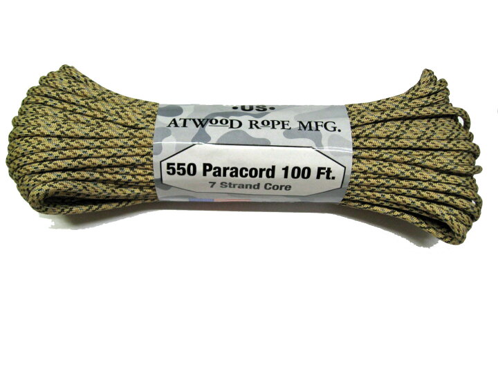 楽天市場】丈夫 高品質 アトウッド ロープ/ATWOOD ROPE MFG デザート カモ 7Strand パラシュートコード/パラコード 30M 耐加重250Kg キャンプなどに【1コまでメール便/2コまで小型/4コまで大型宅配配送可】 : アームズギア 楽天市場】丈夫 高品質 アトウッド ロープ/ATWOOD ROPE MFG デザート カモ 7Strand パラシュートコード/パラコード 30M 耐加重250Kg キャンプなどに【1コまでメール便/2コまで小型/4コまで大型宅配配送可】 : アームズギア