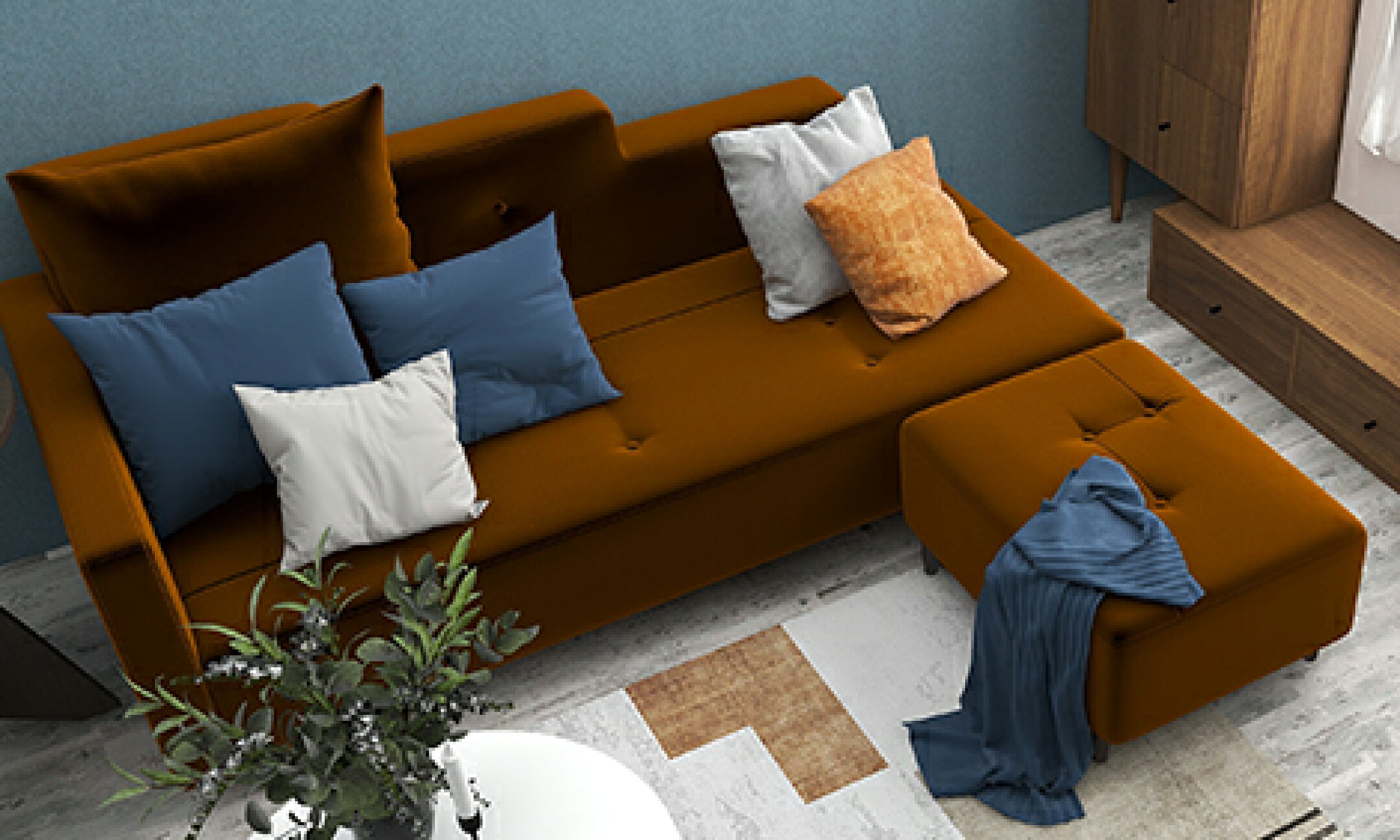 座面が広いカウチソファー