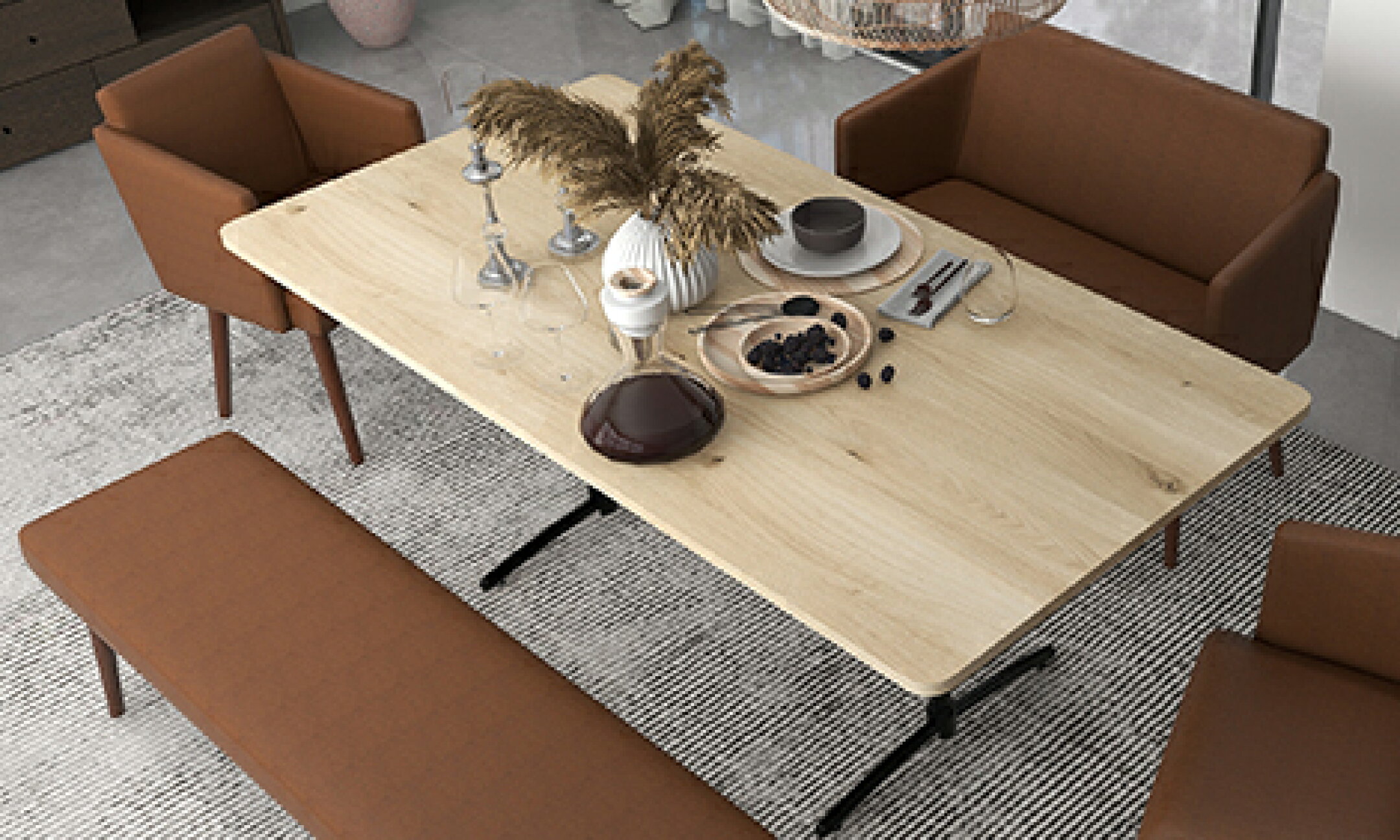 ブラック脚がおしゃれなダイニングテーブル