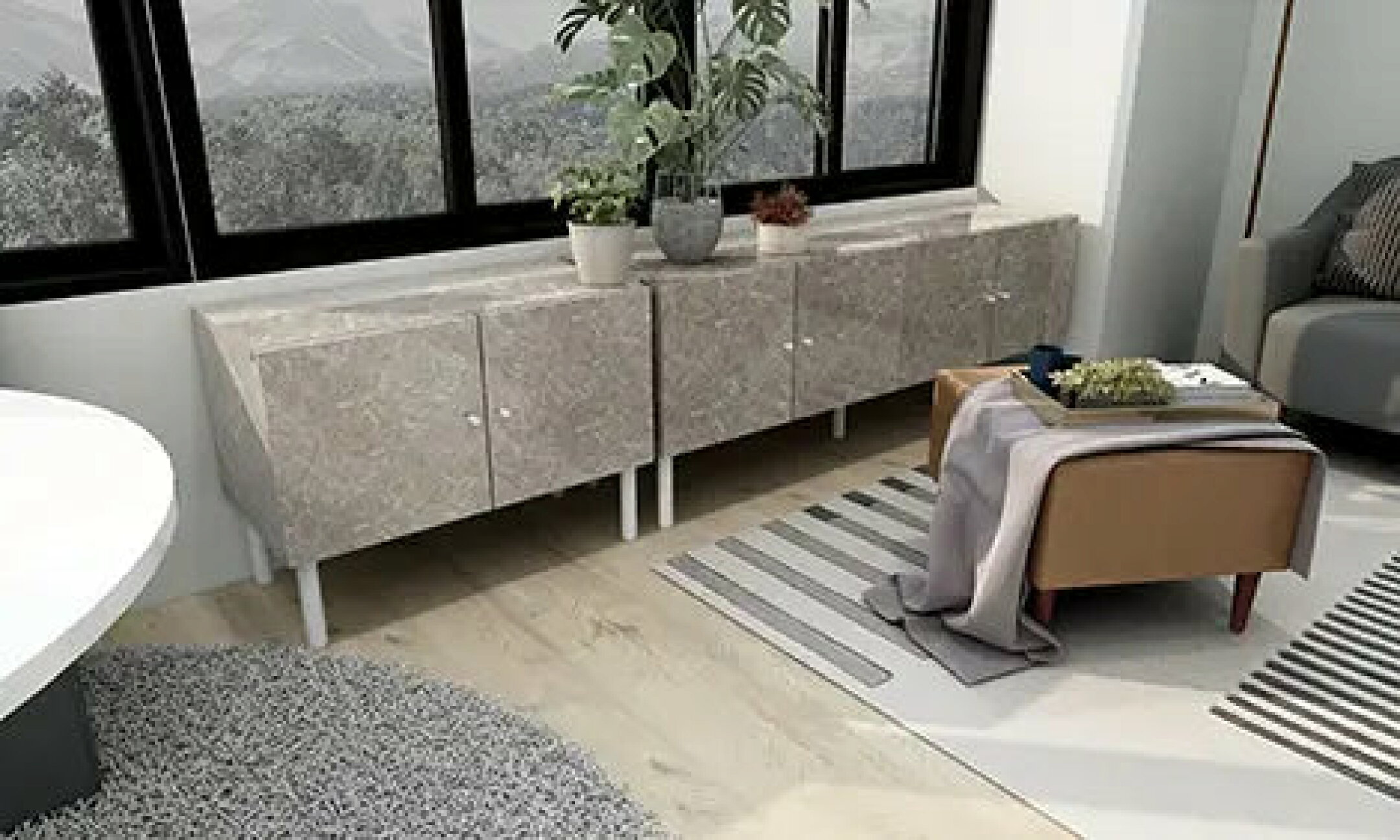 大理石風の模様がおしゃれなキャビネット