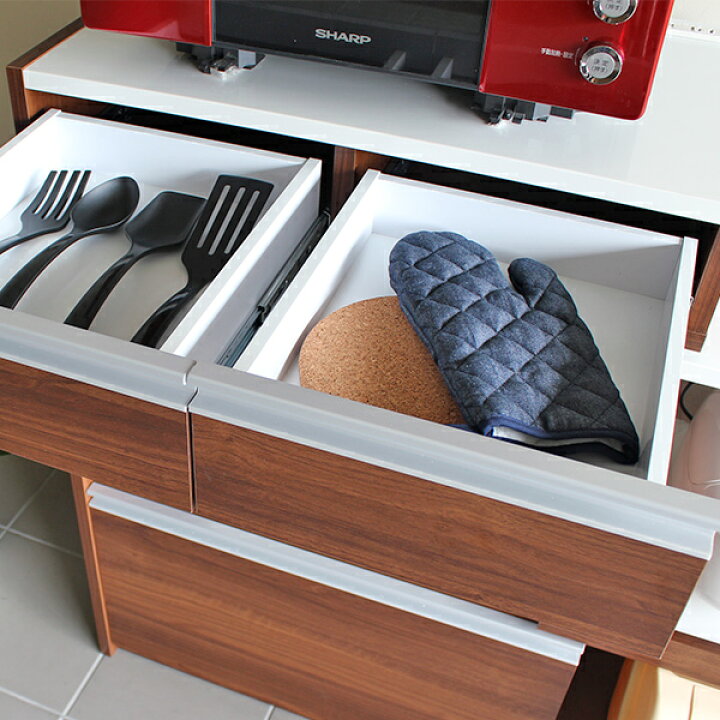楽天市場】電子レンジ台 レンジ台 完成品 食器棚 ゴミ箱収納 レンジ 