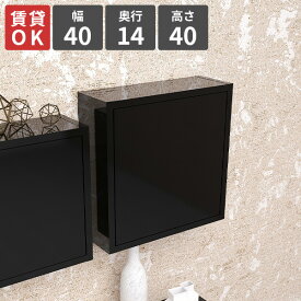 ウォールシェルフ 吊り戸棚 ウォールラック 賃貸 壁掛けラック 扉付き トイレ 壁掛け棚 ブラック 石膏ボード ウォールキャビネット 収納 キッチン 洗面所 ピン取り付け 日本製 壁につける棚 リビング 薄型 玄関収納 壁面収納 収納ラック 【幅40cm奥行14/単品】 ★