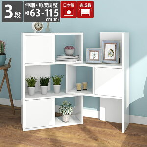 本棚 3段 扉付き オープンラック 棚 完成品 ラック キャビネット ロータイプ おしゃれ 収納棚 A4 横長 観葉植物 オープンシェルフ 北欧 スライド リビング収納 ディスプレイラック 組立不要