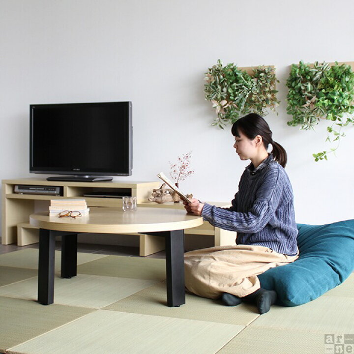 楽天市場】ローテーブル 無垢 コンパクト 北欧 丸 木製 丸形 ちゃぶ台 