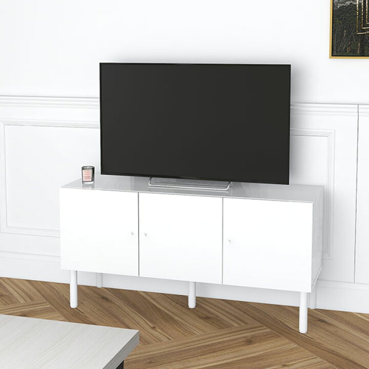 楽天市場】テレビ台 白 120 キャビネット 完成品 ホワイト 鏡面 テレビ  