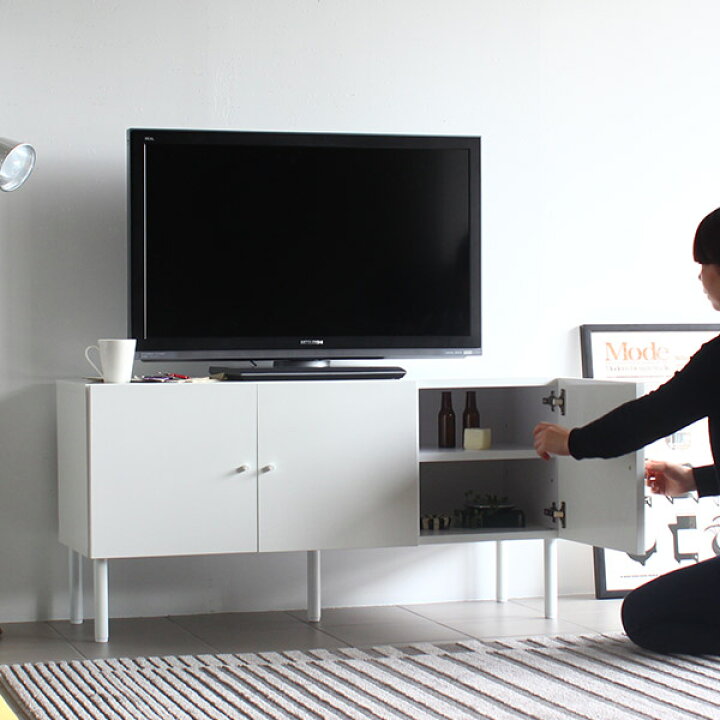 楽天市場】テレビ台 白 120 キャビネット 完成品 ホワイト 鏡面 テレビ  