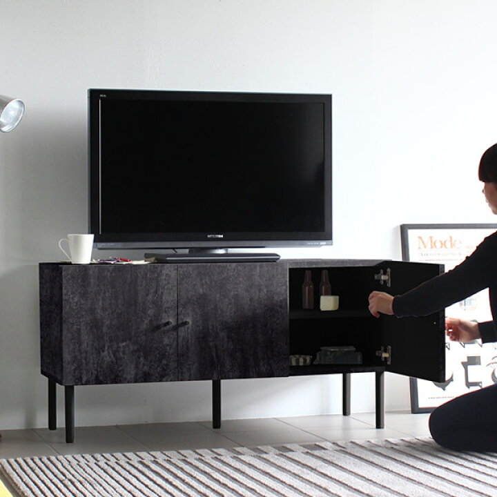 楽天市場】テレビ台 120cm 完成品 黒 ローボード 大理石柄 テレビ 